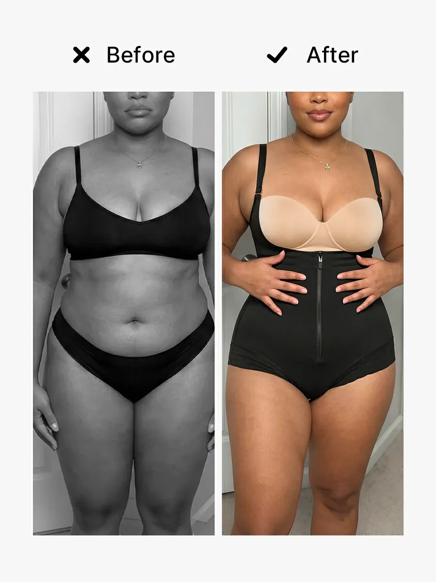 Open Bust Tummy Control Crotch Opening Brief Bodysuit