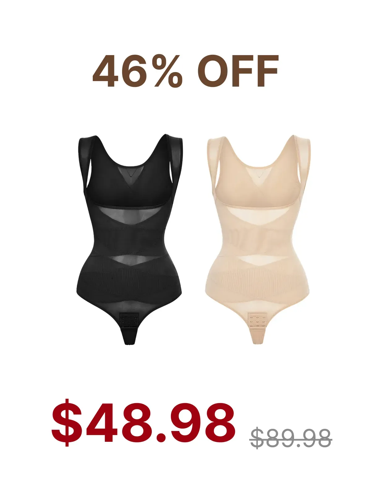Mesh Invisible Tummy Control Thong Bodysuit Bundle