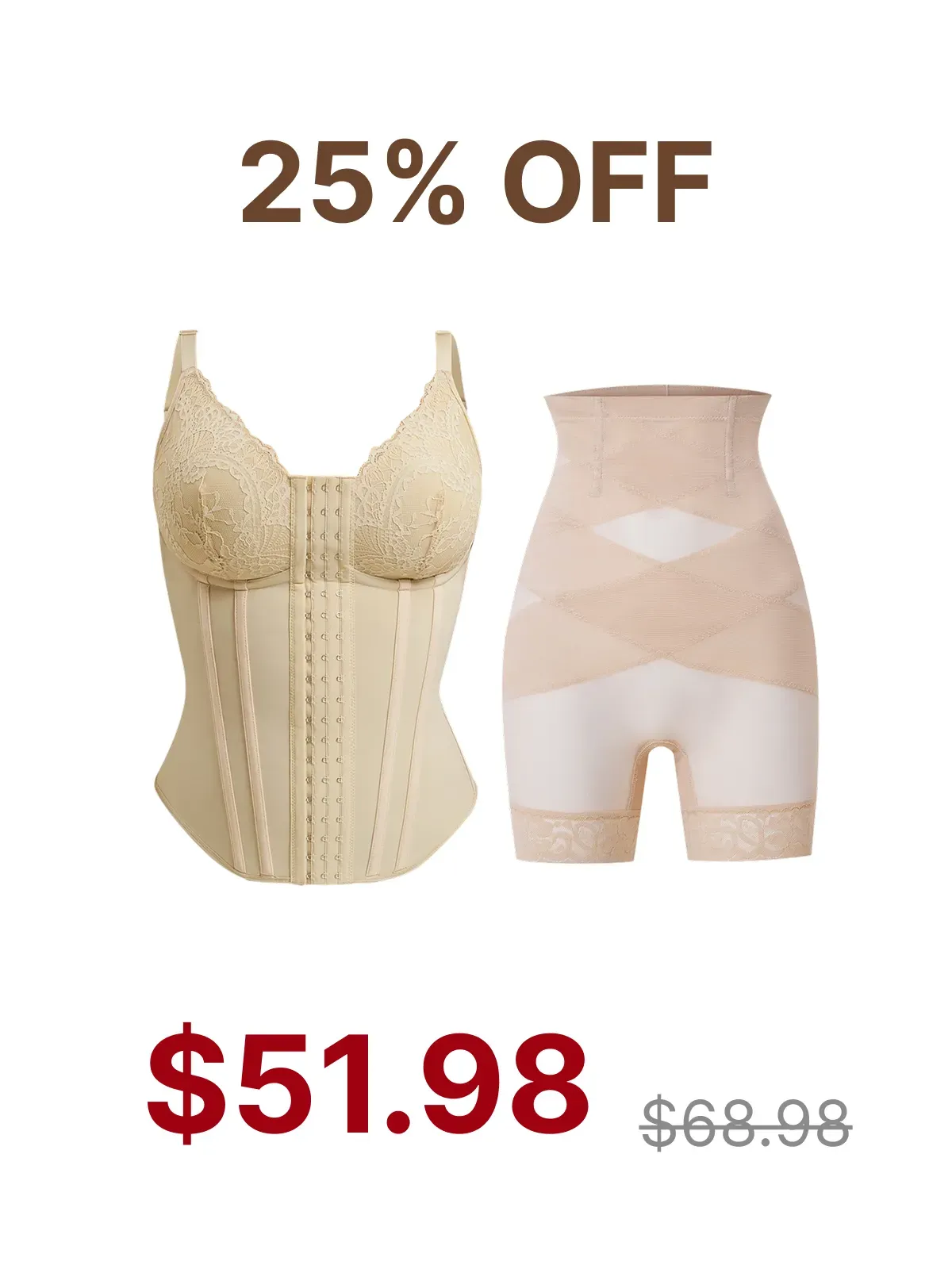 Lace Tummy Control Cami+Mesh Butt Lifting Shorts