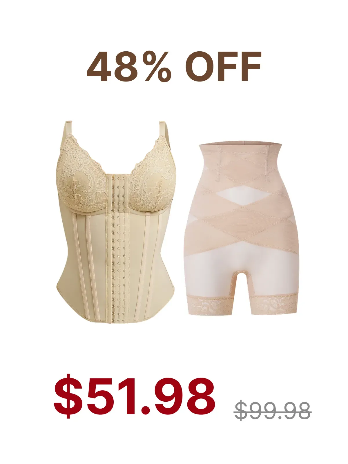 Lace Tummy Control Cami+Mesh Butt Lifting Shorts