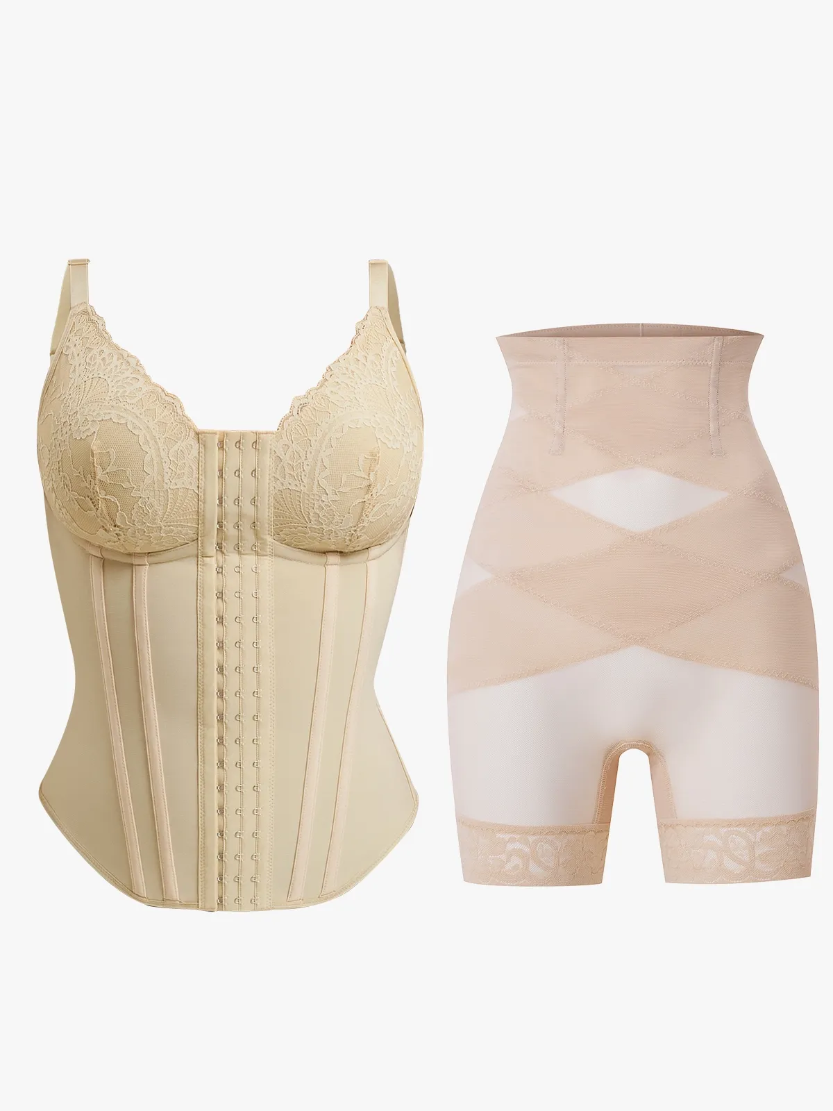 Lace Tummy Control Cami+Mesh Butt Lifting Shorts