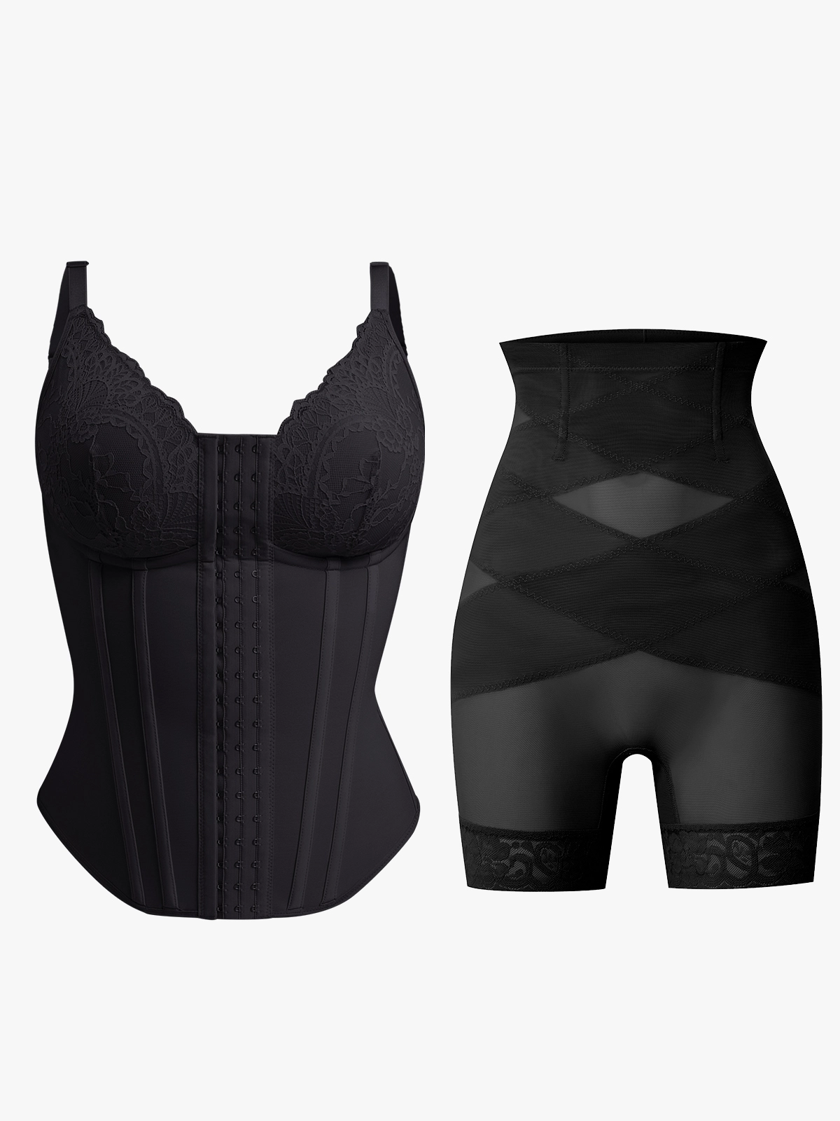 Lace Tummy Control Cami+Mesh Butt Lifting Shorts