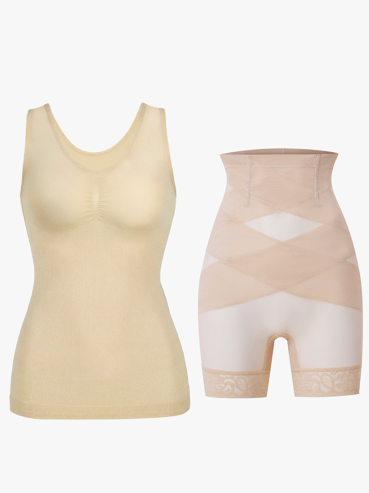 Mesh Lace Trimmed Shorts+Mesh Shorts