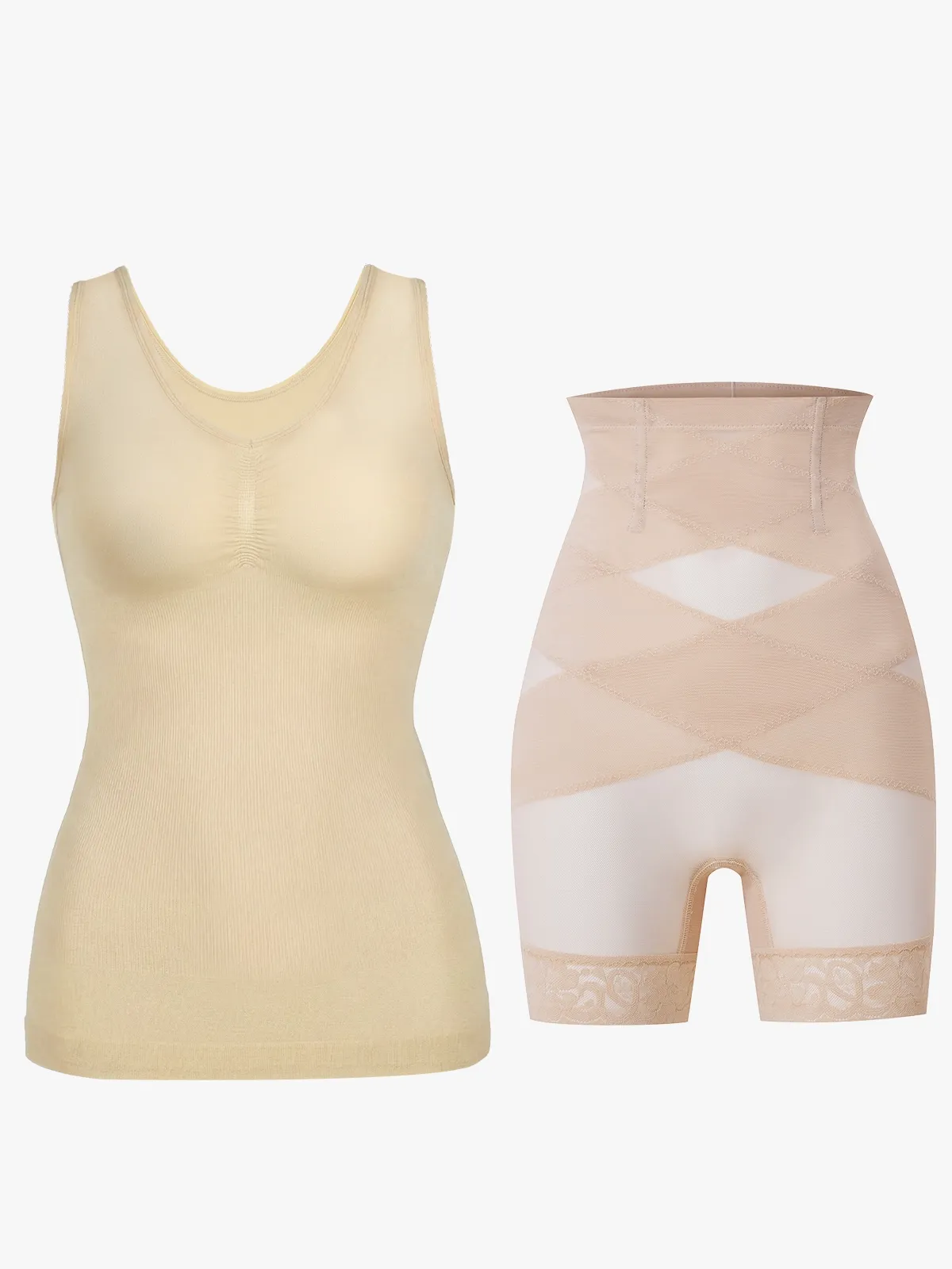 Seamless Tank Top+Mesh Shorts
