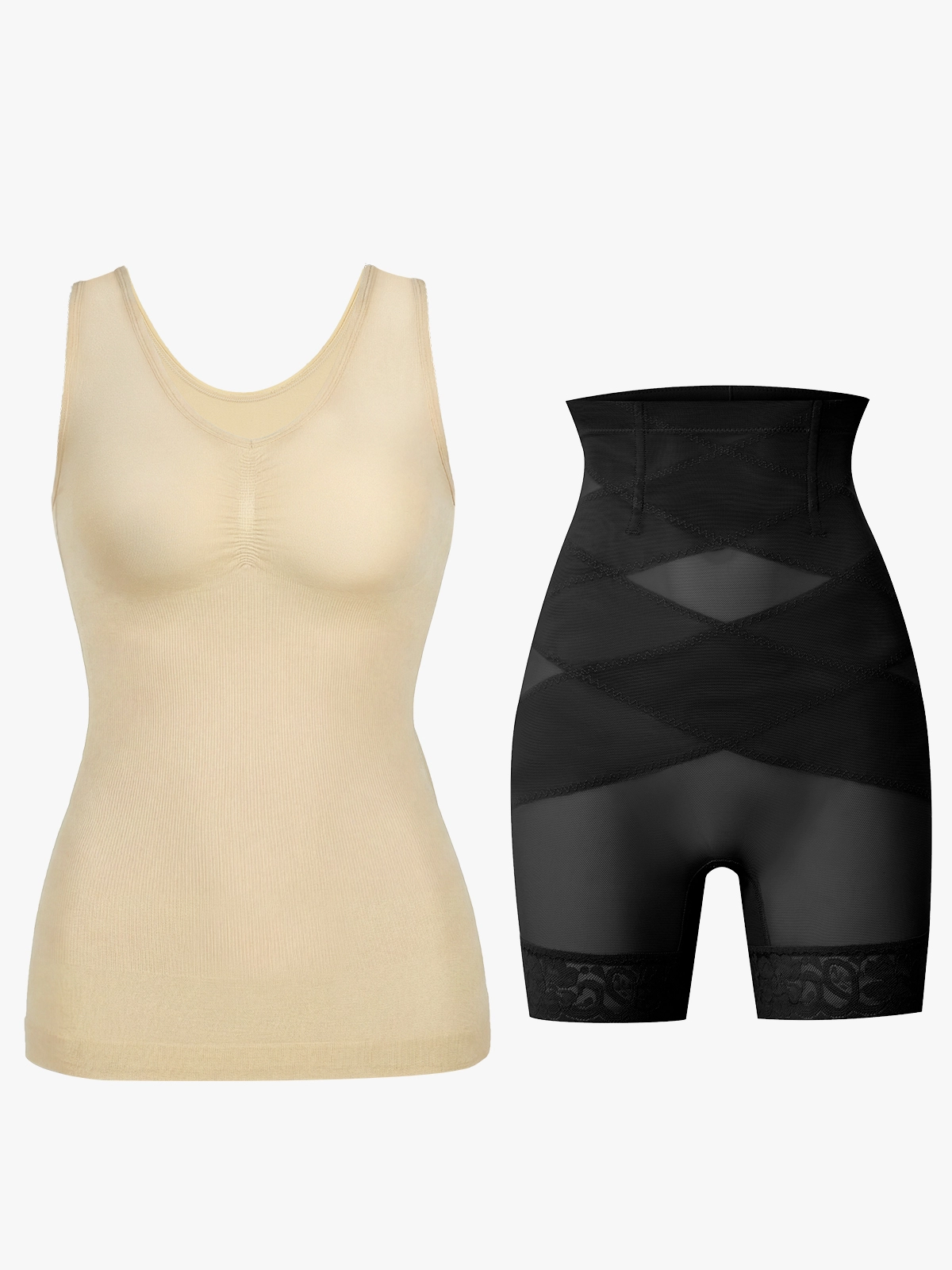 Seamless Tank Top+Mesh Shorts
