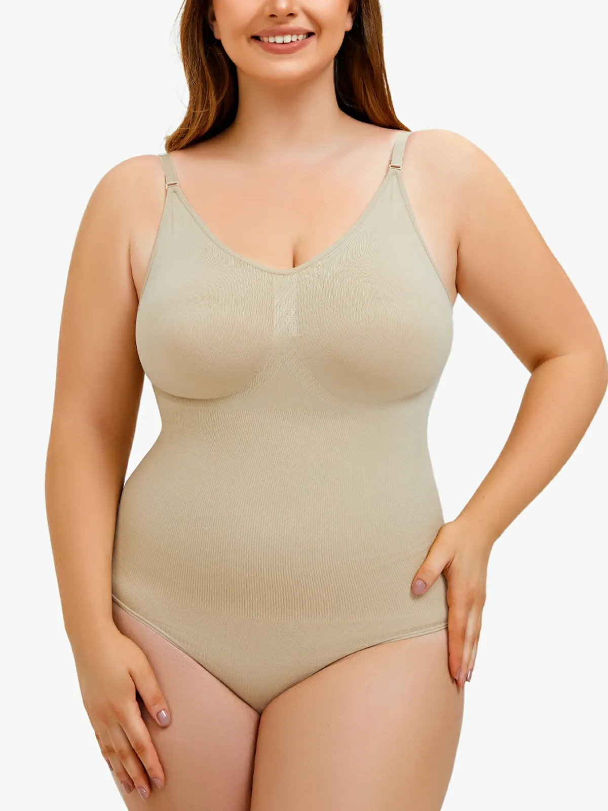 Seamless Smoothing Backless Cami Thong Bodysuit 