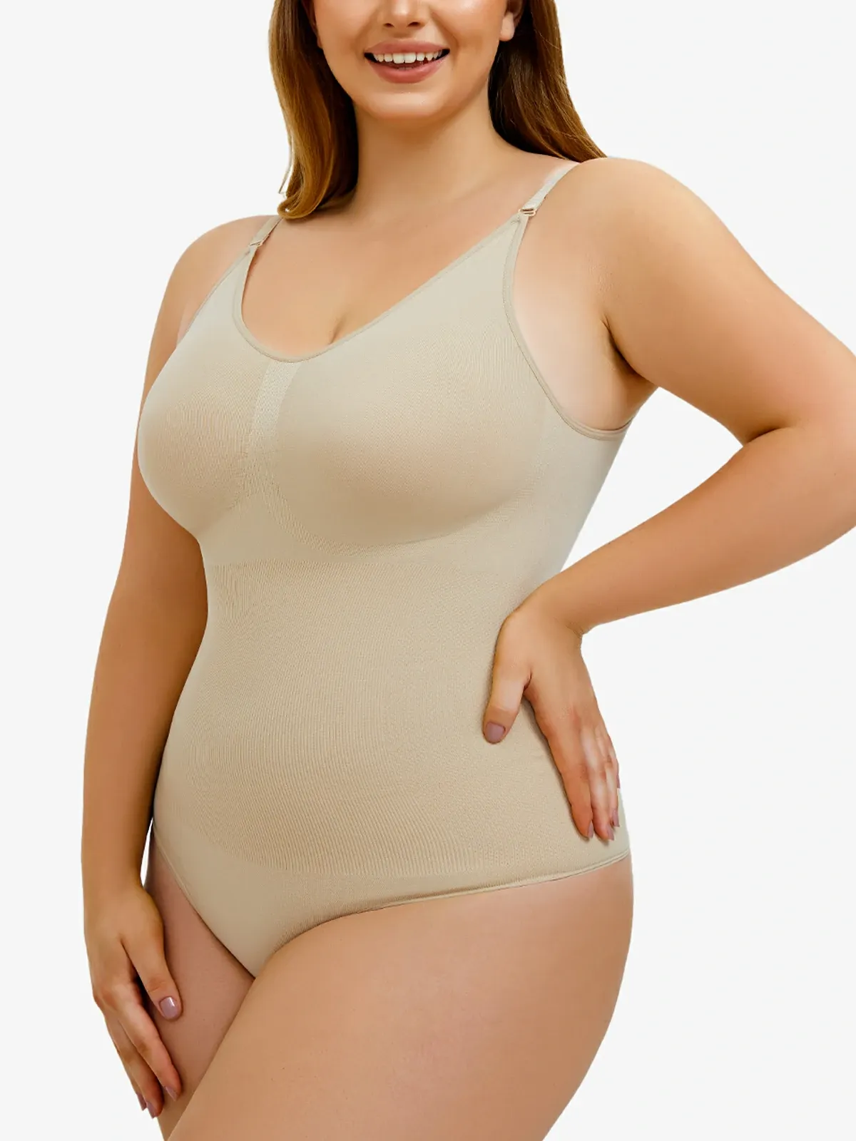 Seamless Smoothing Backless Cami Thong Bodysuit 