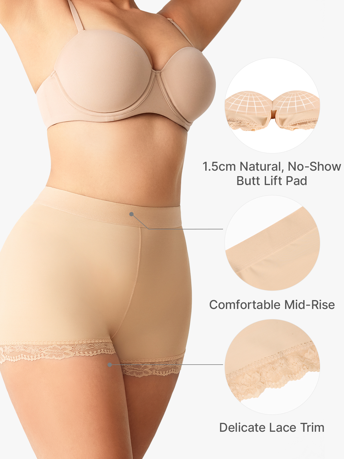 Padded Mid-Rise Butt Lifter Shorts