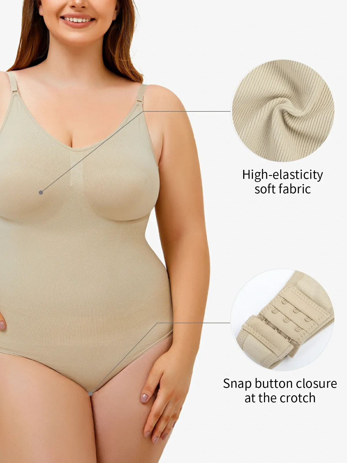 Seamless Smoothing Backless Cami Thong Bodysuit 