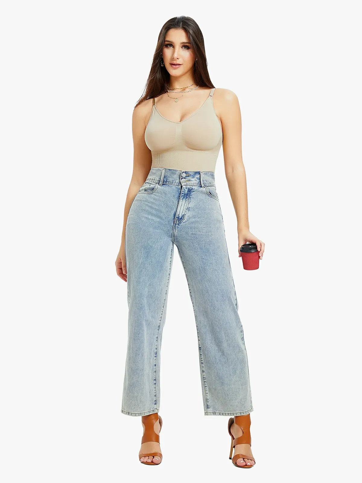 Seamless Smoothing Backless Cami Thong Bodysuit 