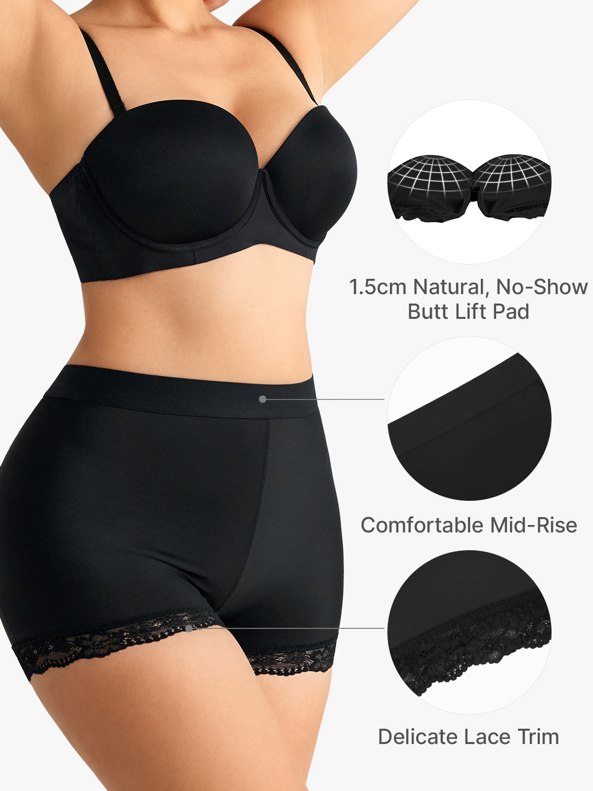 Padded Mid-Rise Butt Lifter Shorts