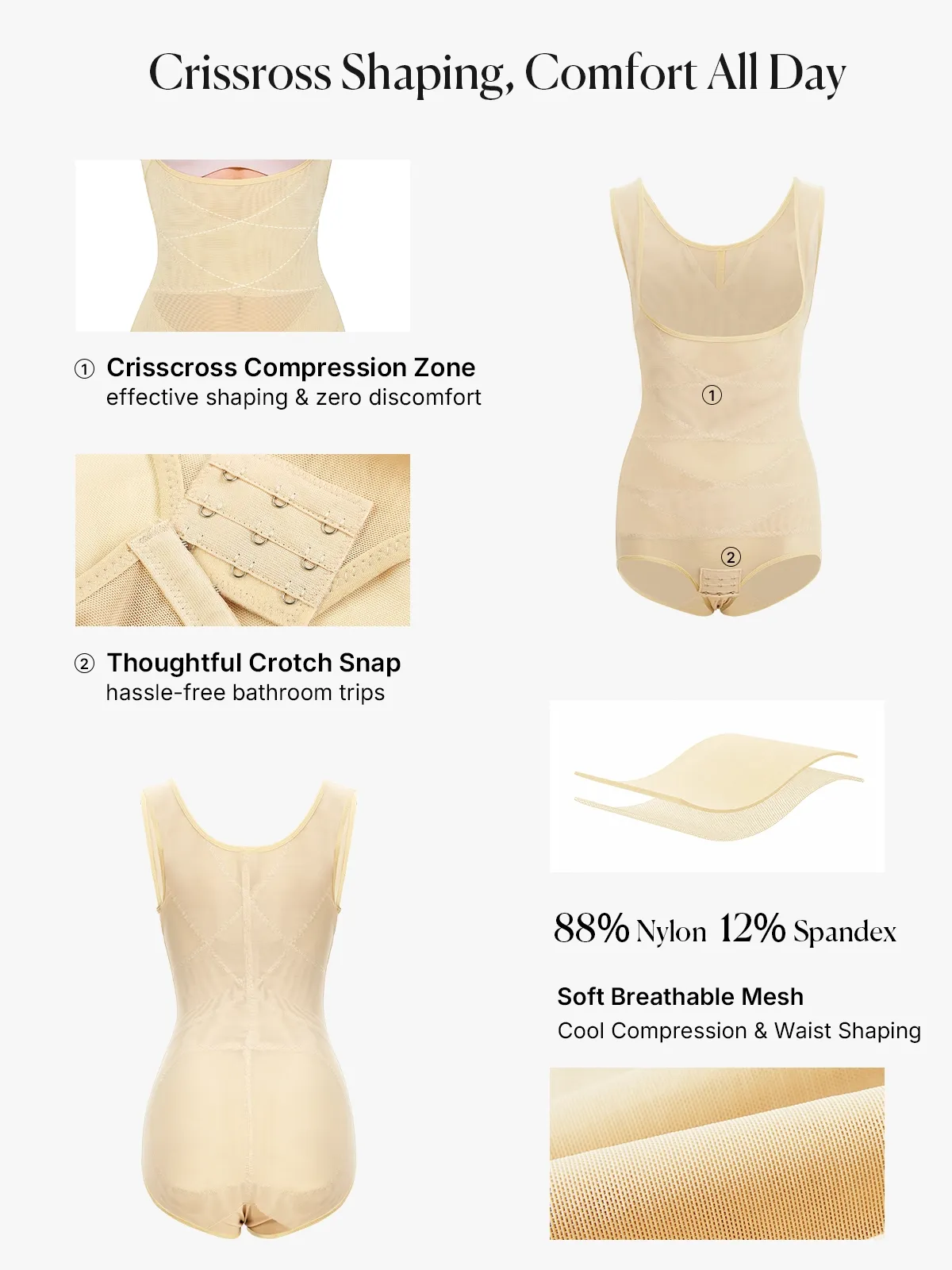 Tummy Control Mesh Slimming Girdles Shapewear Bodysuit