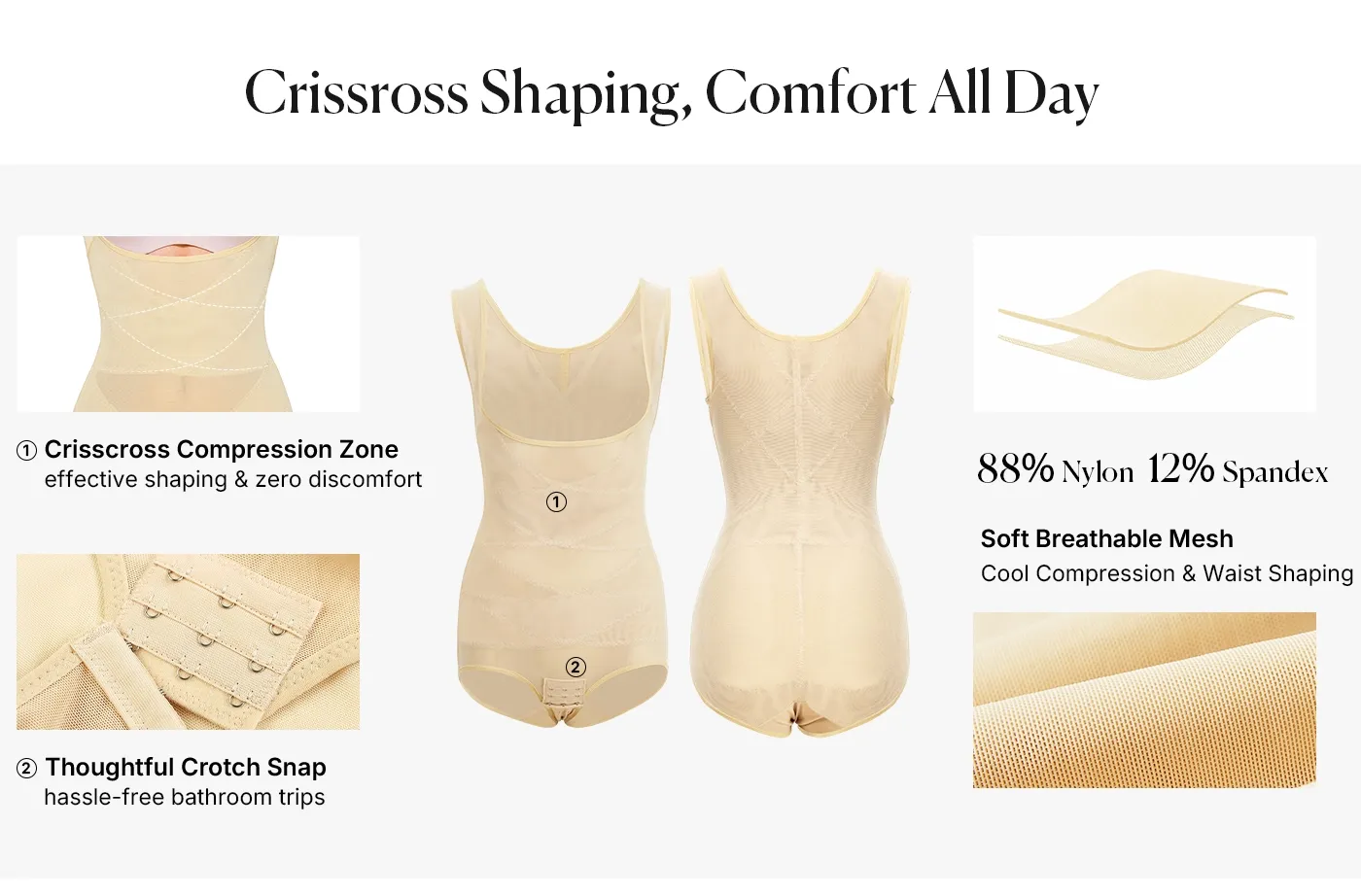 Tummy Control Mesh Slimming Girdles Shapewear Bodysuit