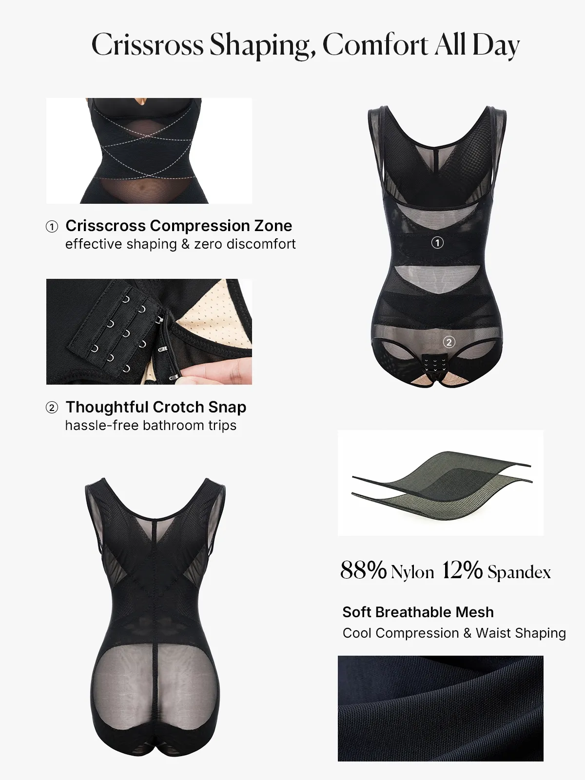 Tummy Control Mesh Slimming Girdles Shapewear Bodysuit
