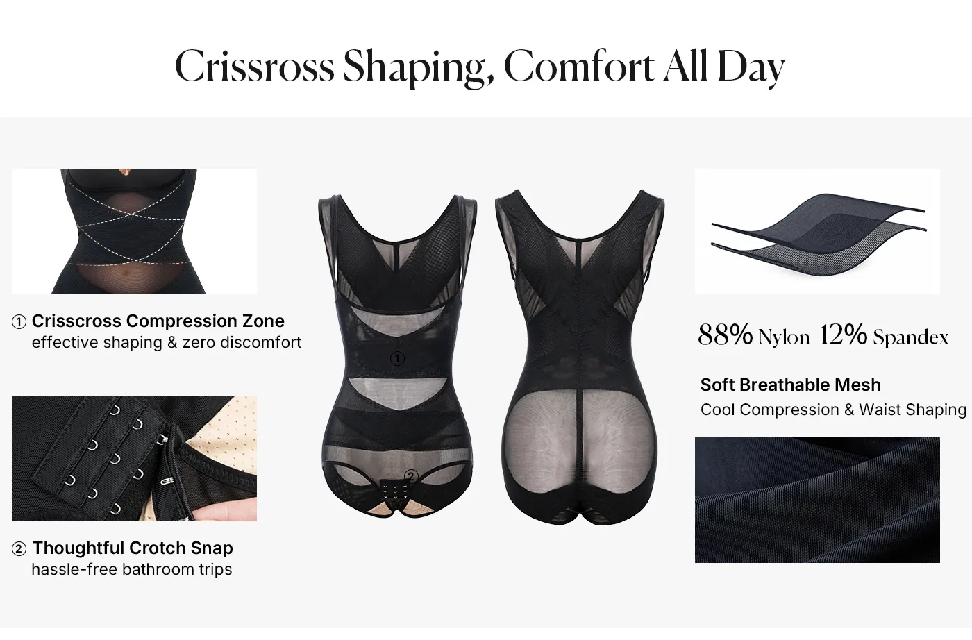 Tummy Control Mesh Slimming Girdles Shapewear Bodysuit