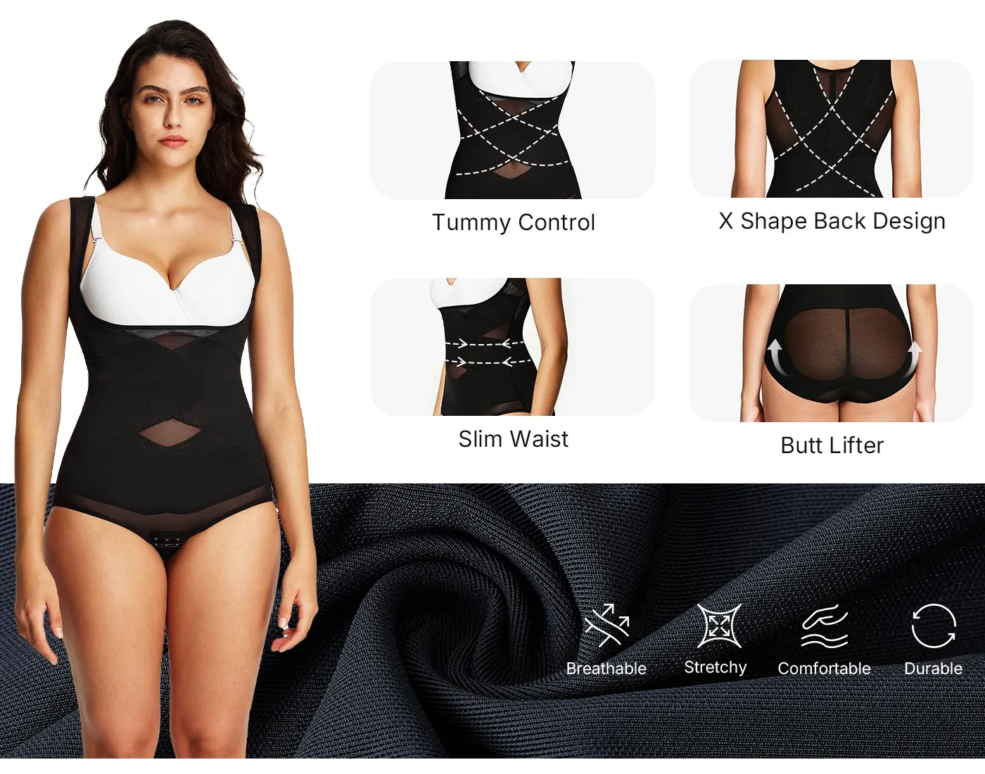 Tummy Control Mesh Slimming Girdles Shapewear Bodysuit