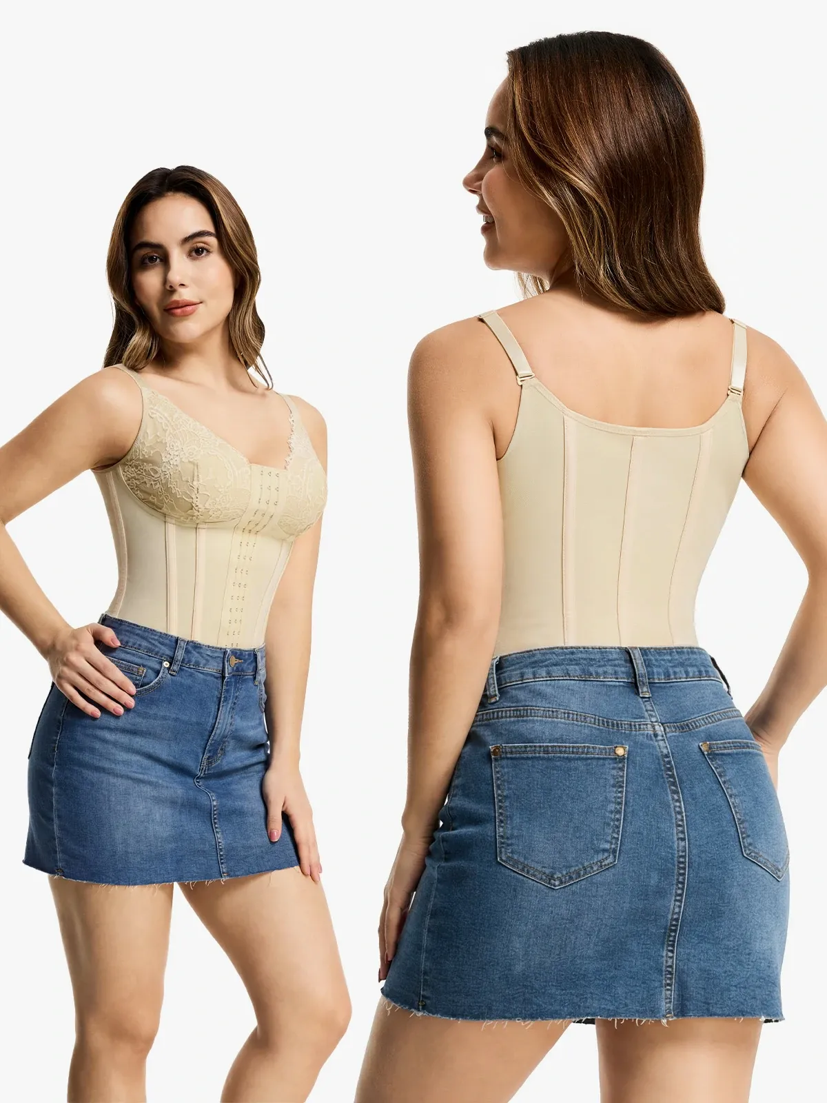 Lace Deep-V Boning Support Camisole