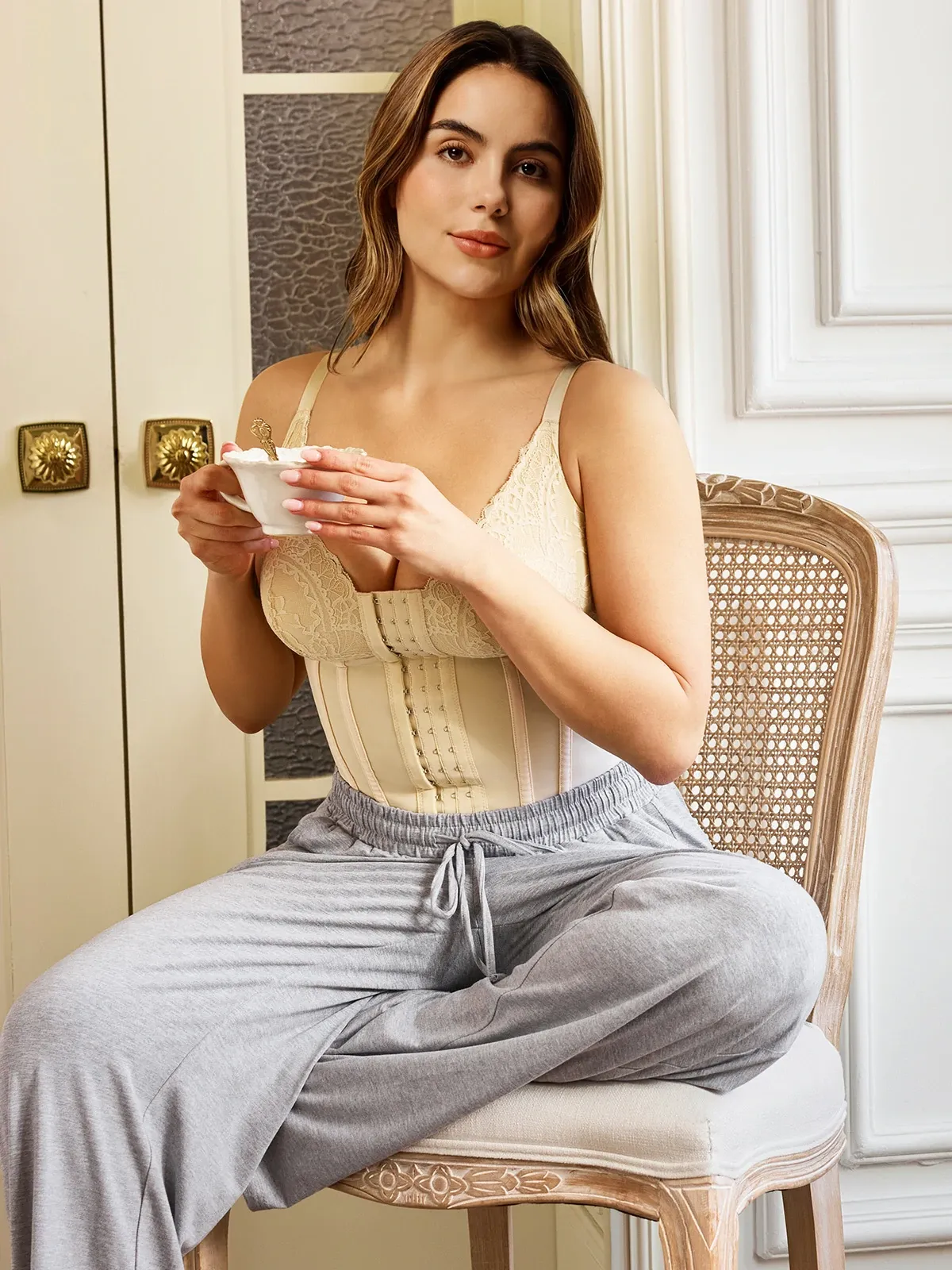 Lace Deep-V Boning Support Camisole