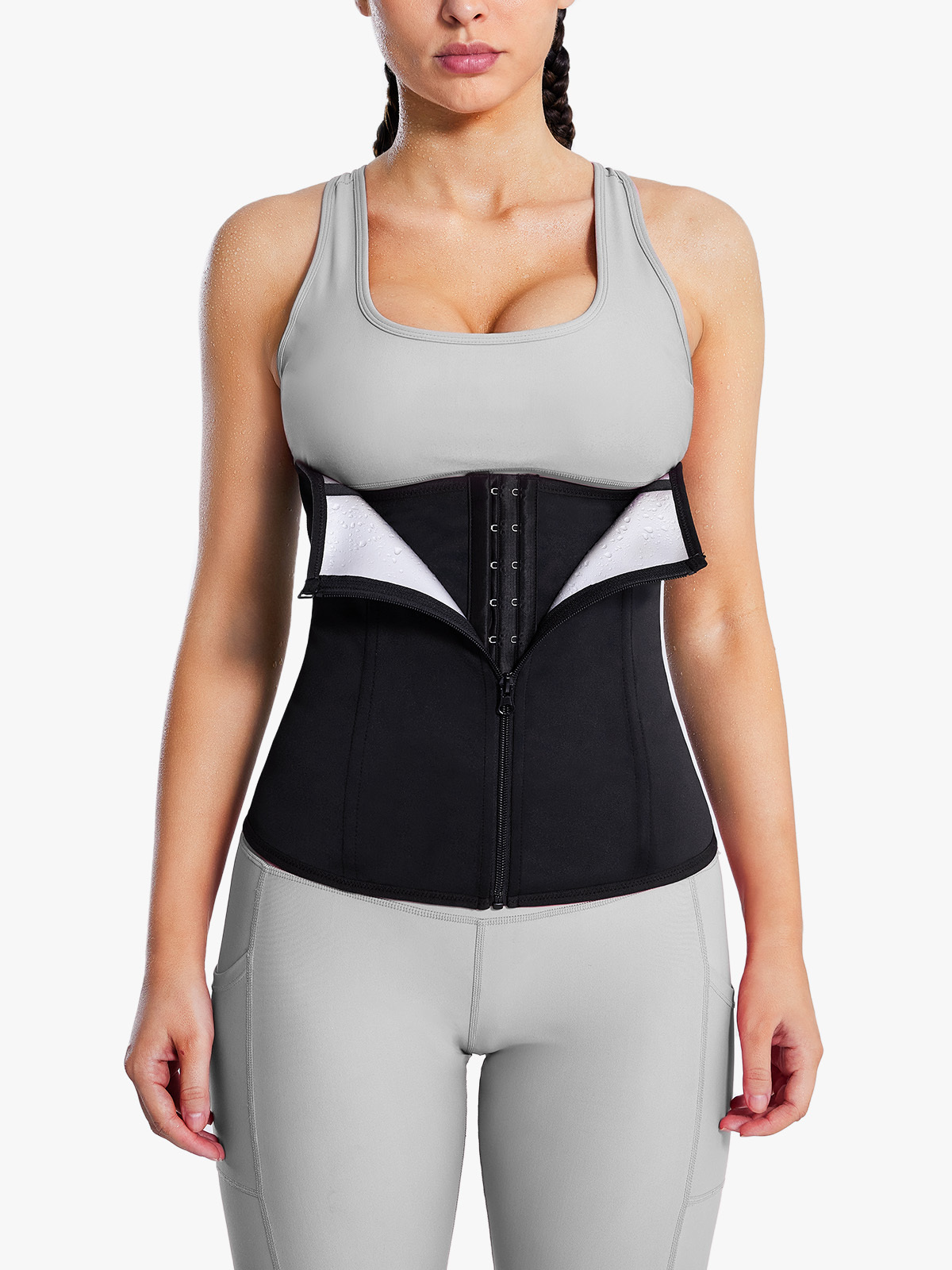 Hourglass Waist Trainer Workout Waist Cincher Corset with Zipper and Hooks-Brabic