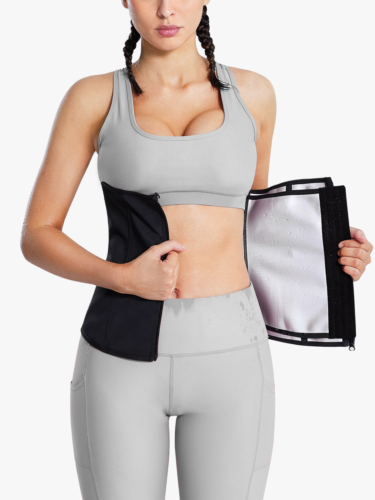 Hourglass Waist Trainer Workout Waist Cincher Corset with Zipper and Hooks-Brabic