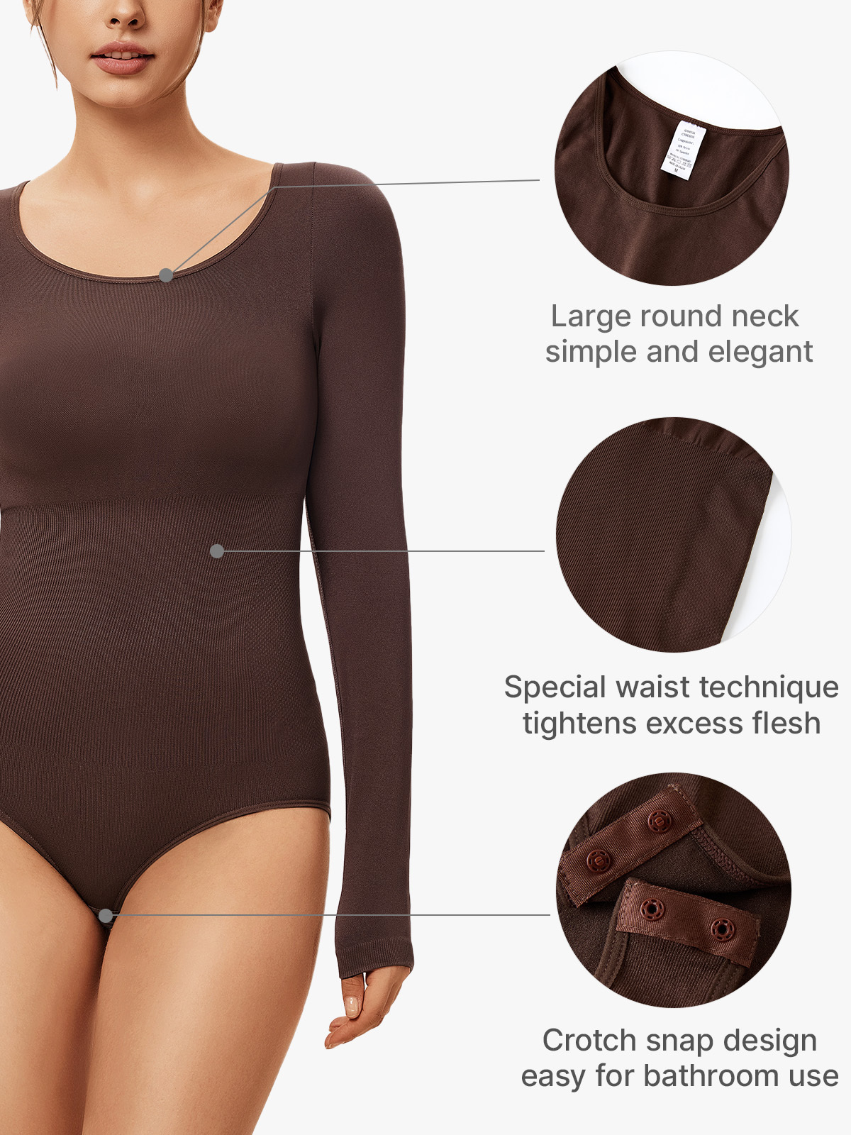 Tummy Control Shapewear Seamless Round Neck Body Shaper Tops