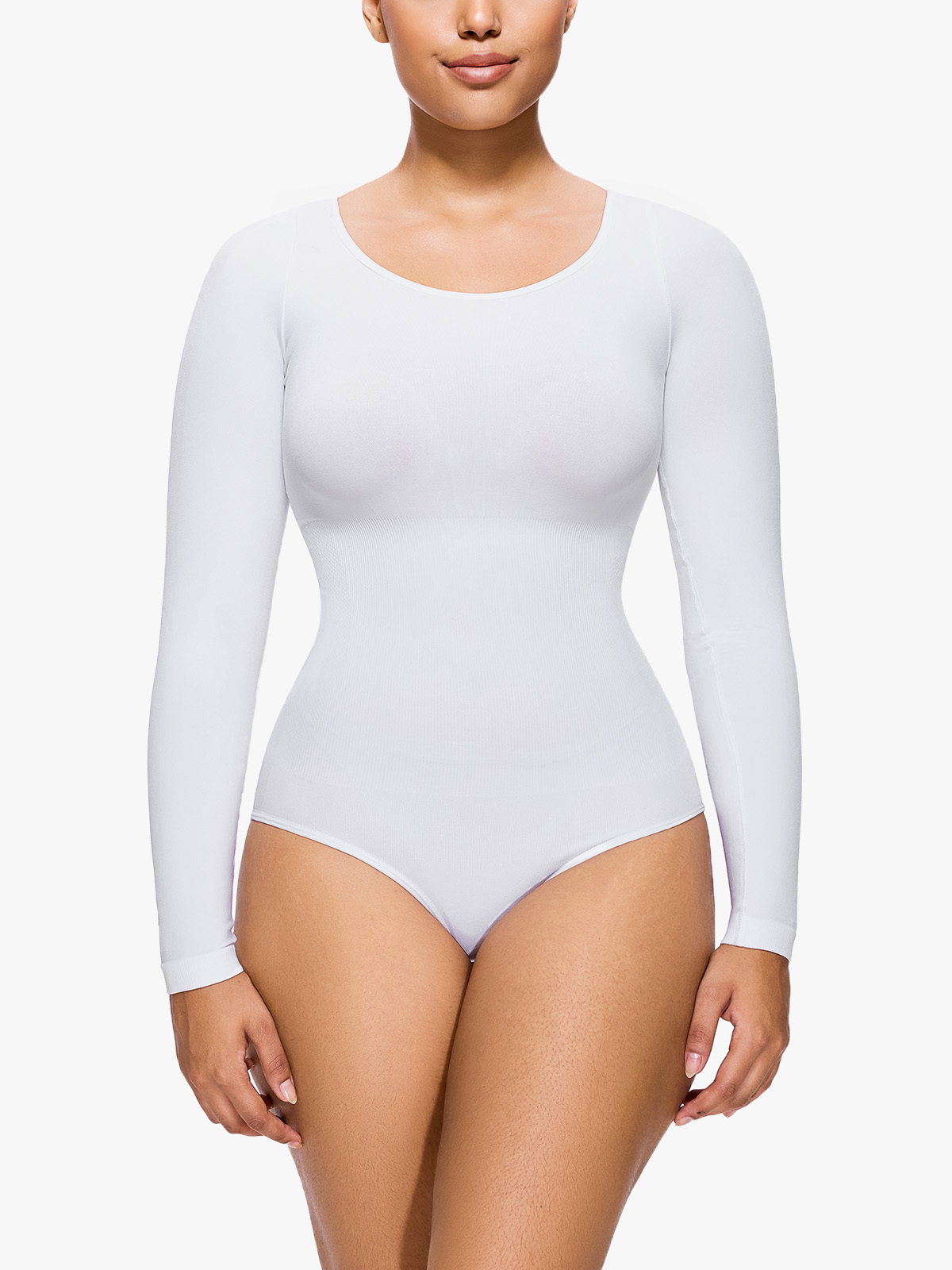 Tummy Control Shapewear Seamless Round Neck Body Shaper Tops-Brabic