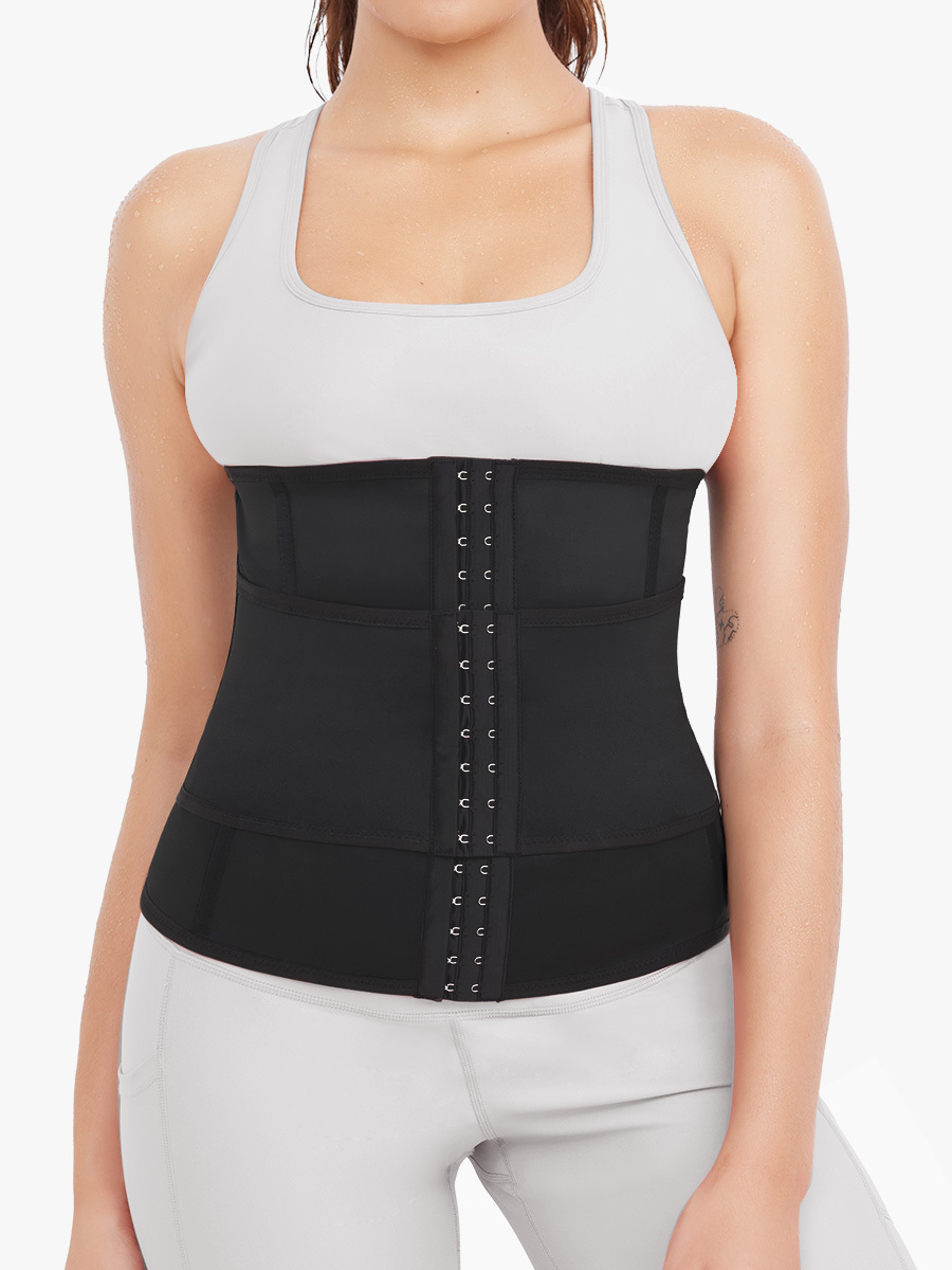 Double-Layer High Waist Cincher With Secure Hook Closure 7 Flexible Steel Bones-Brabic
