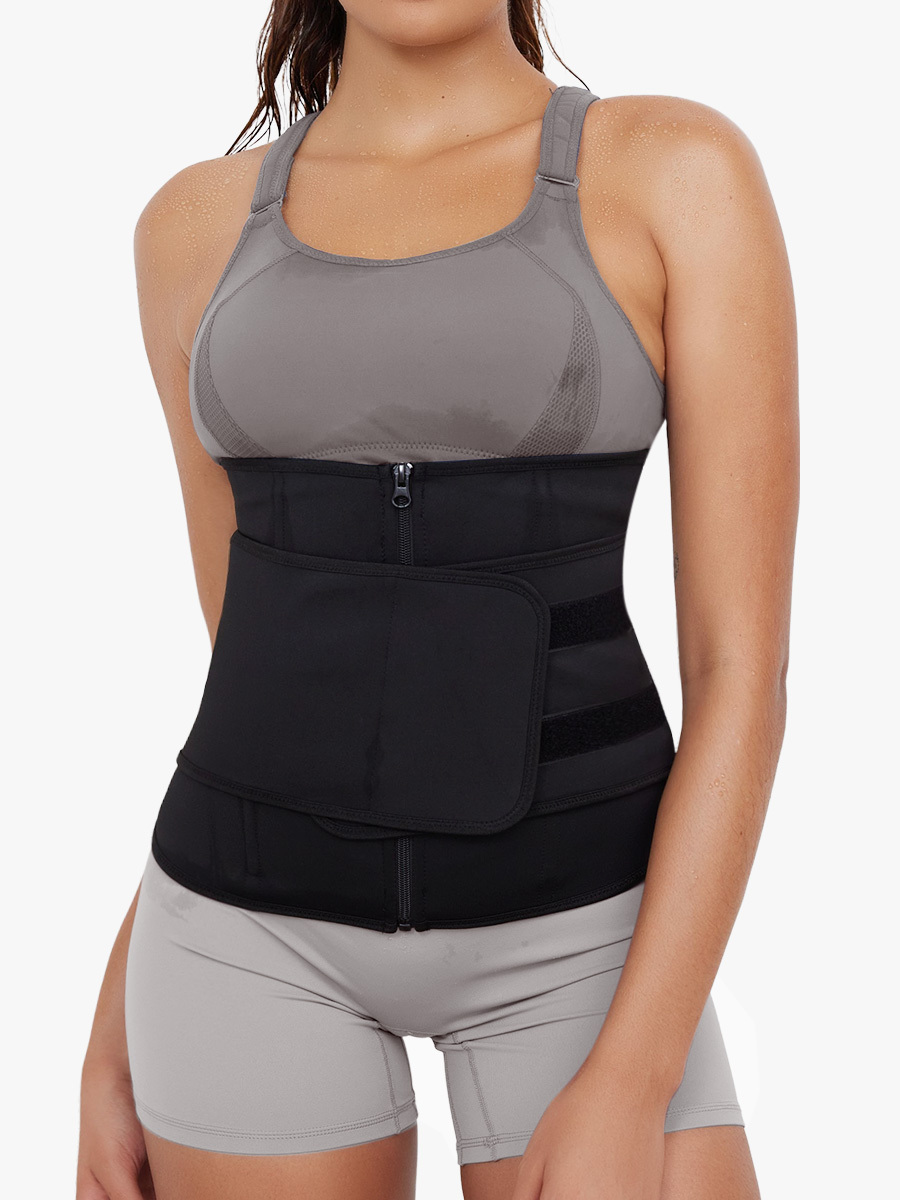 4-Steel Boned Double Layer High Compression Zipper Waist Trainer-Brabic