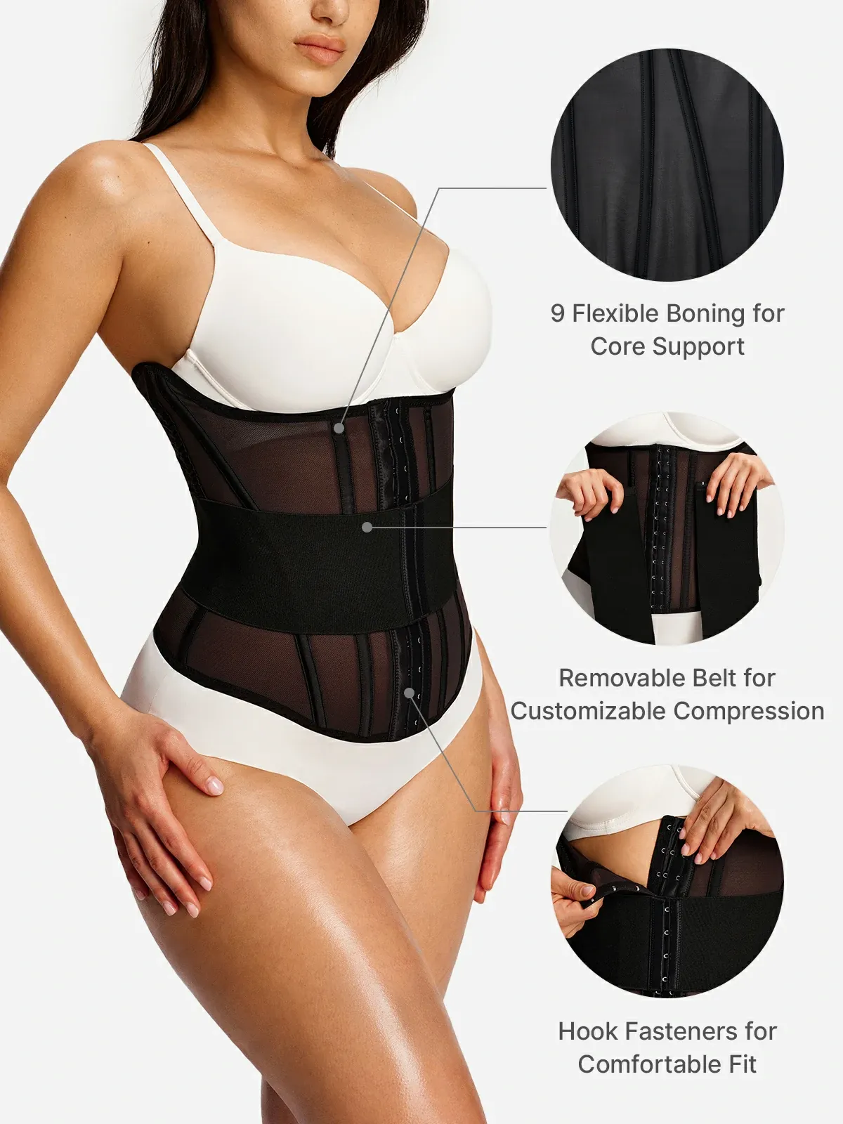 Mesh Steel-Bone Support Waist Cincher
