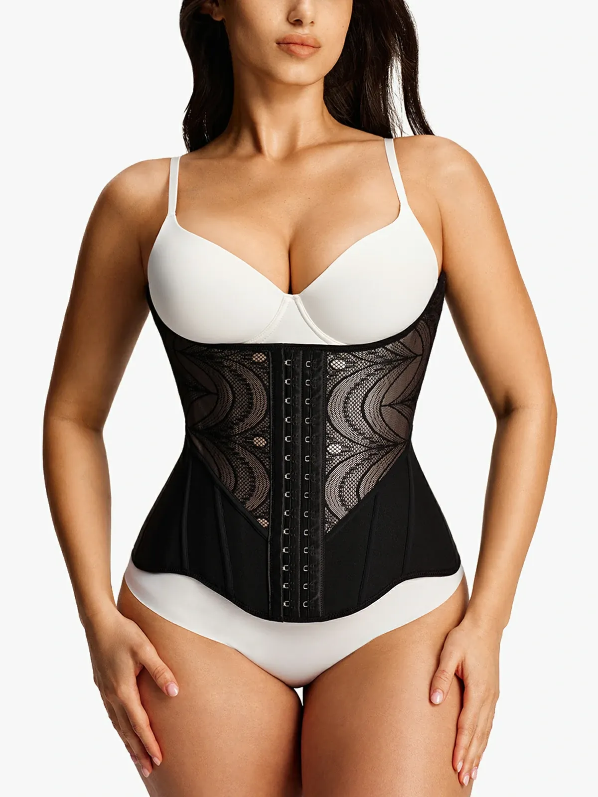 Lace Patch Front Buckle Waist Cincher