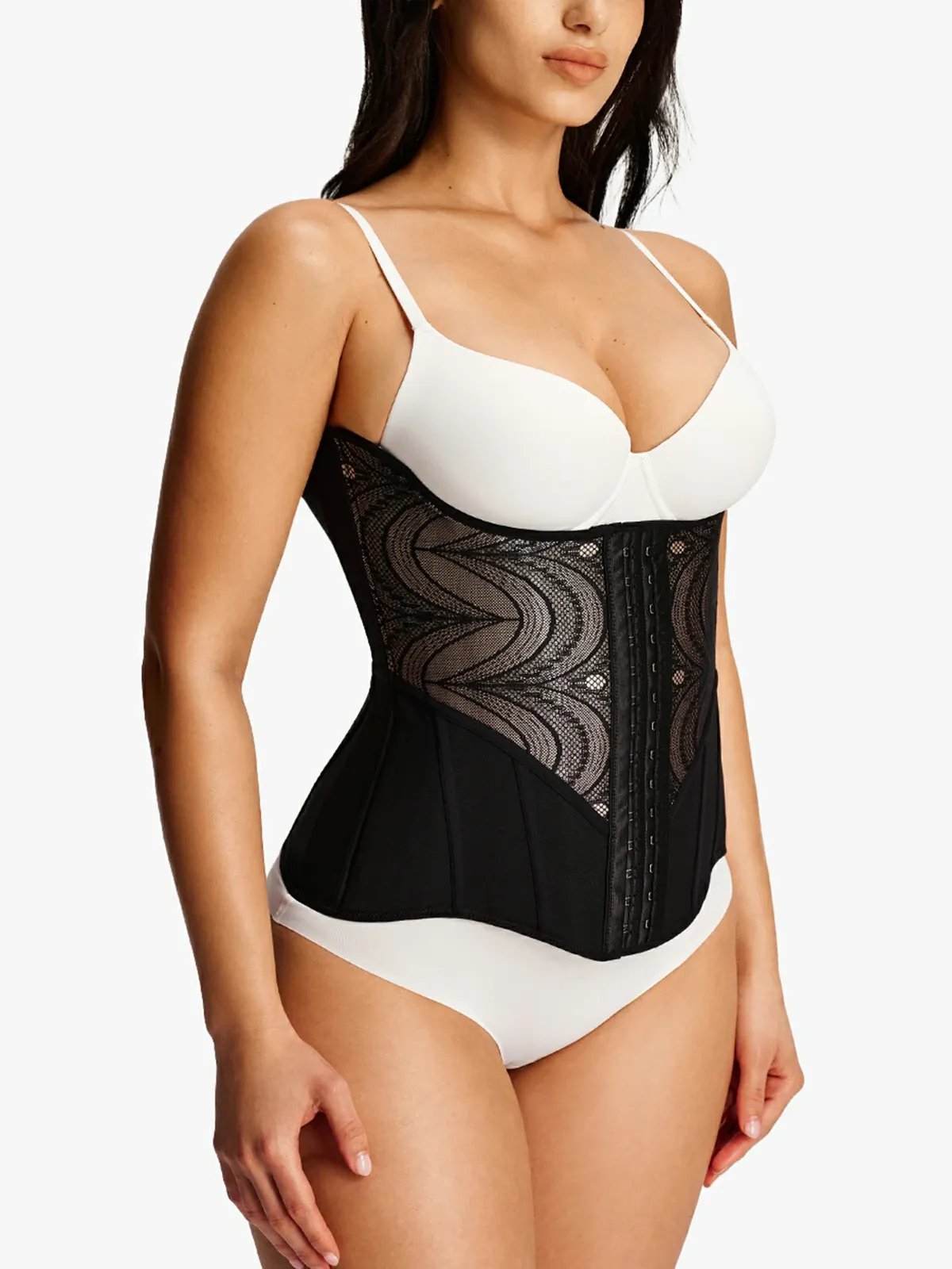 Lace Patch Front Buckle Waist Cincher