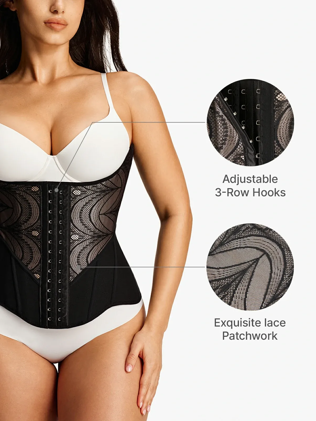 Lace Patch Front Buckle Waist Cincher