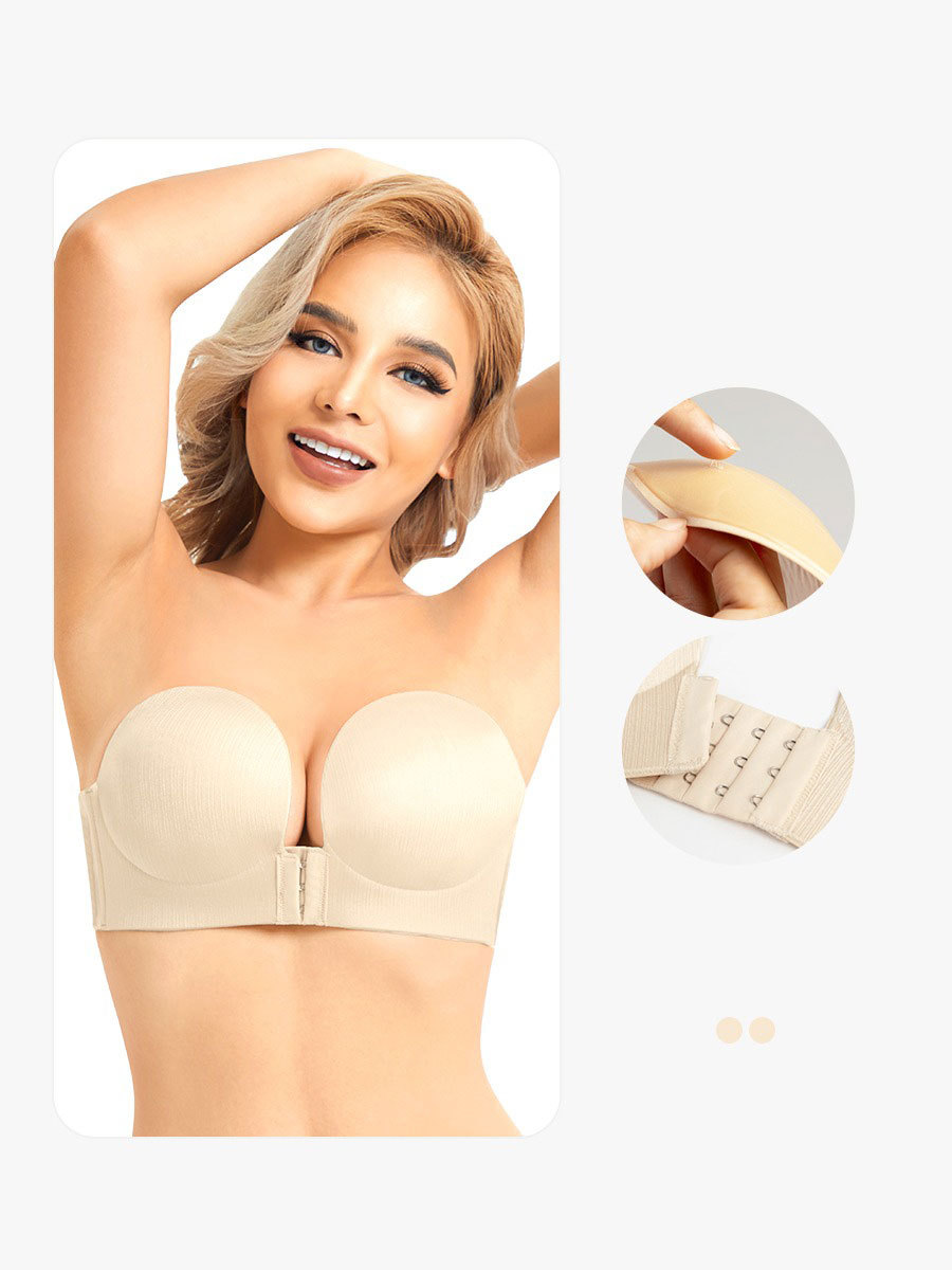 2 Pieces Strapless Sticky Bra Invisible Backless Adjustable Buckle-Brabic