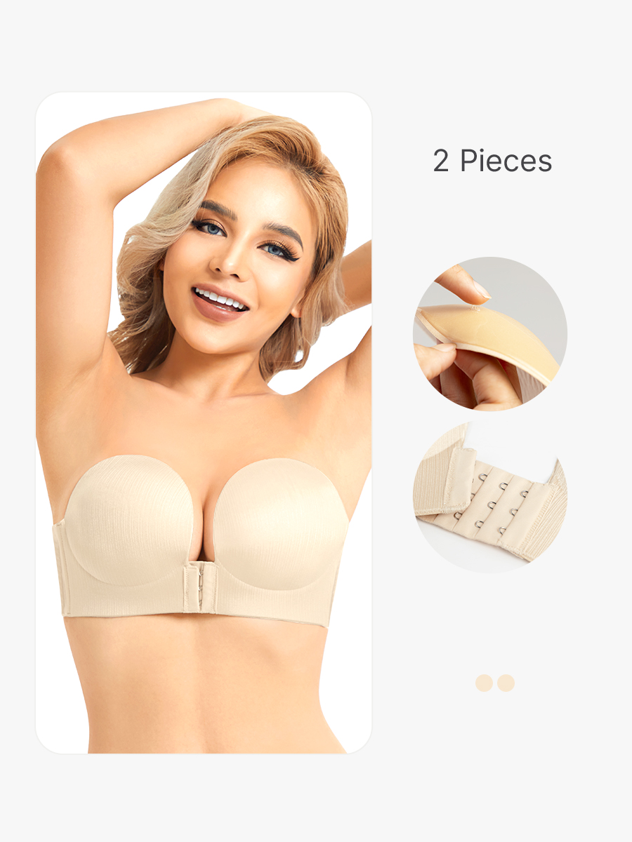BRABIC 2-Piece Set Strapless Sticky Bra Invisible Backless Adjustable Buckle AB004