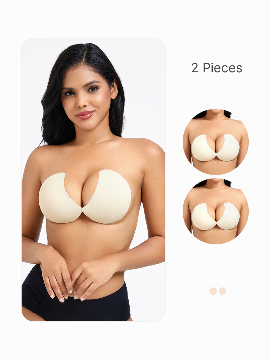 2 Pieces Invisible Push-up Strapless Adhesive Bra Reusable for Backless Dress-Brabic