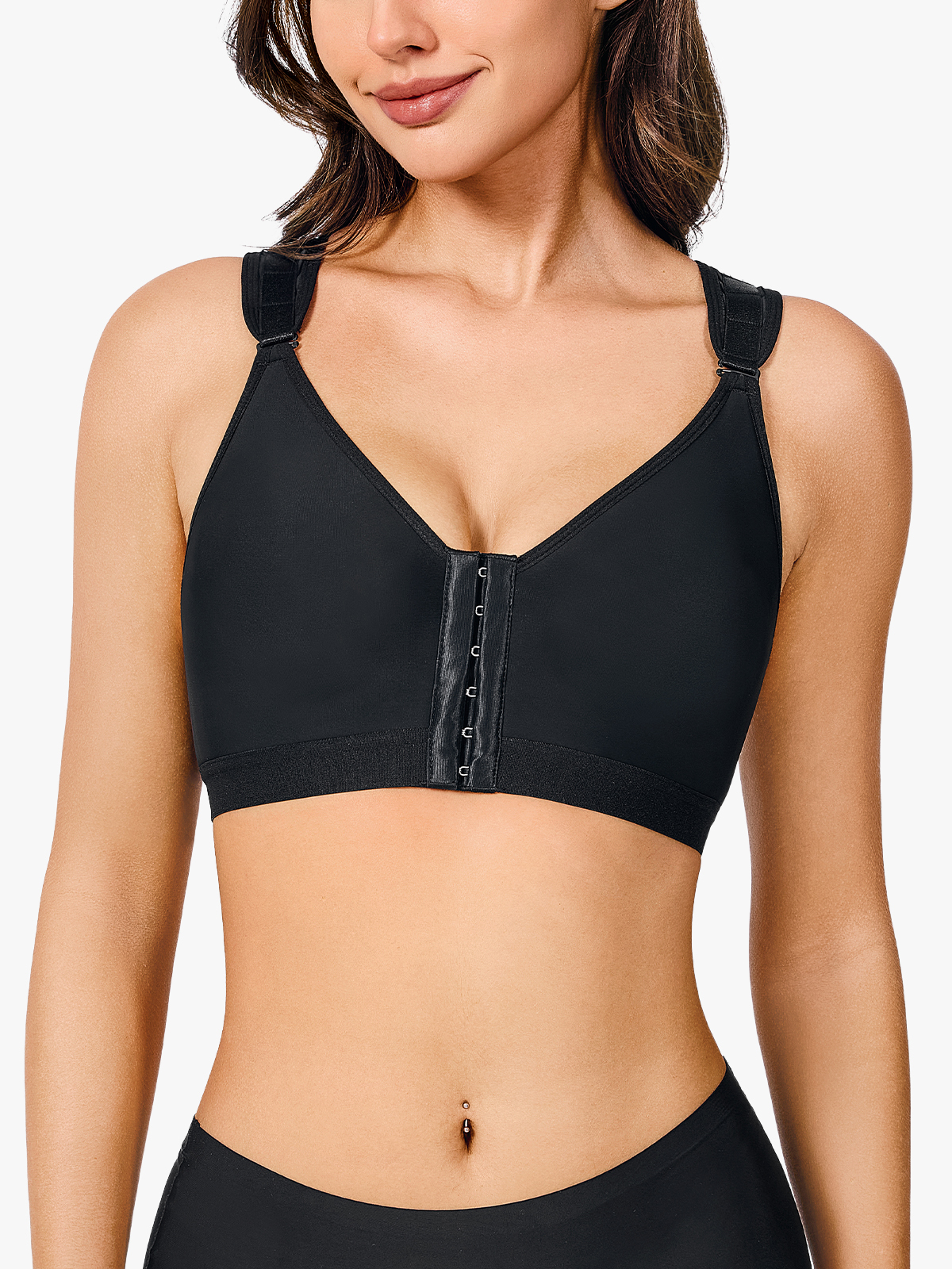 Front Closure Post Surgery Bra Adjustable Strap Mastectomy Sports Bra-Brabic
