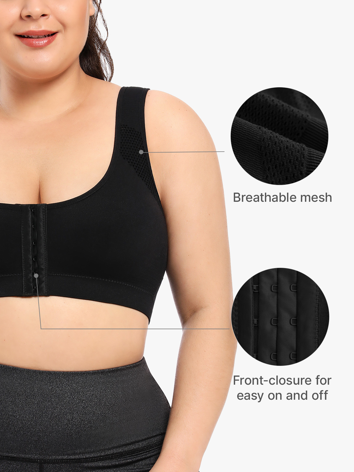 Breathable Wireless Front Closure Sport Bra