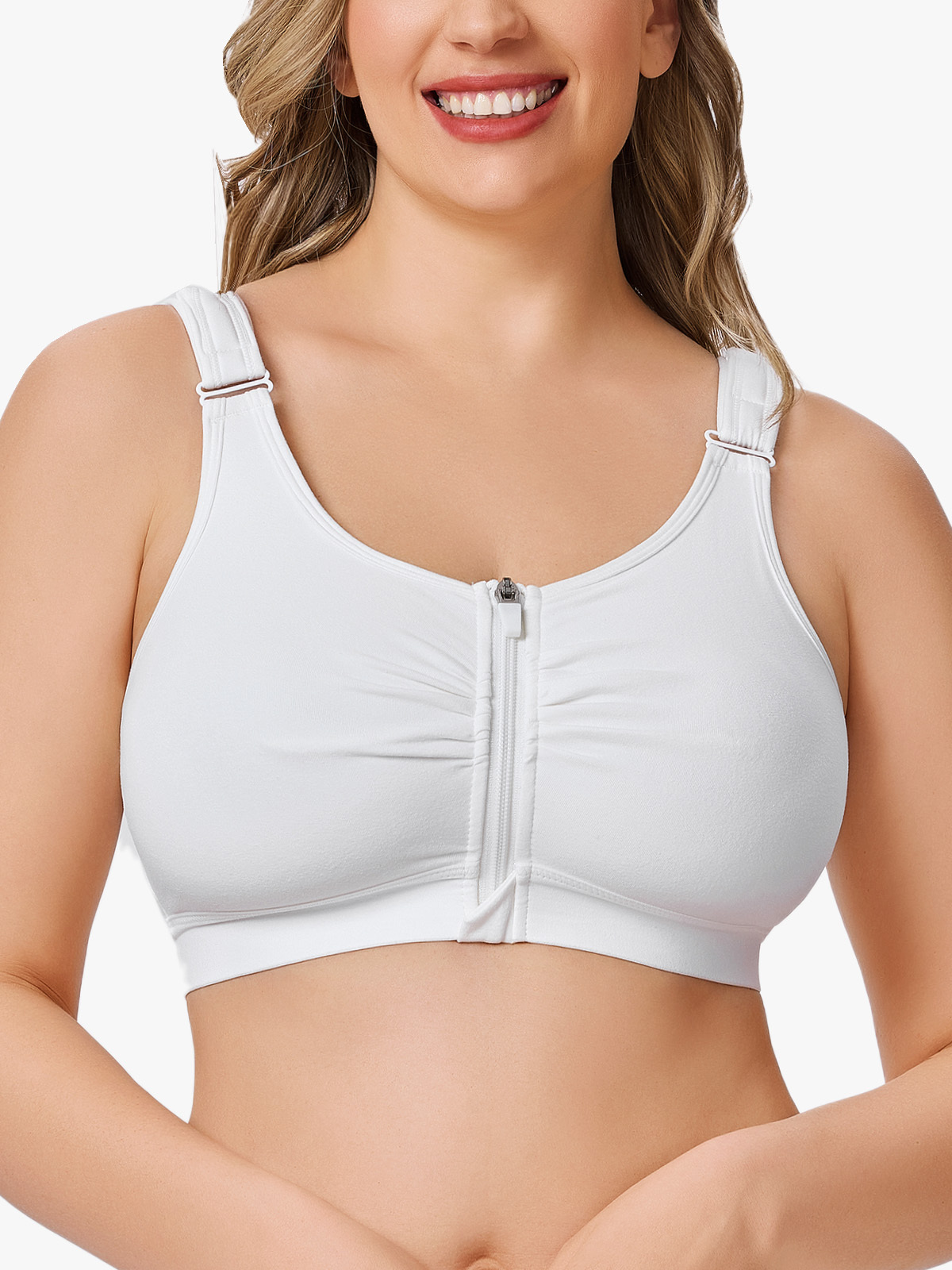 Zip Front Closure Wireless Compression Bra Comfy Everyday Posture Bra-Brabic