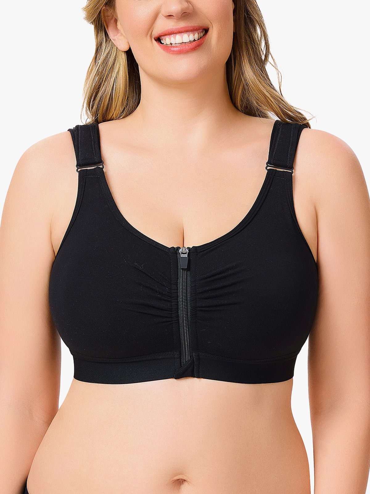 Zip Front Closure Wireless Compression Bra Comfy Everyday Posture Bra-Brabic