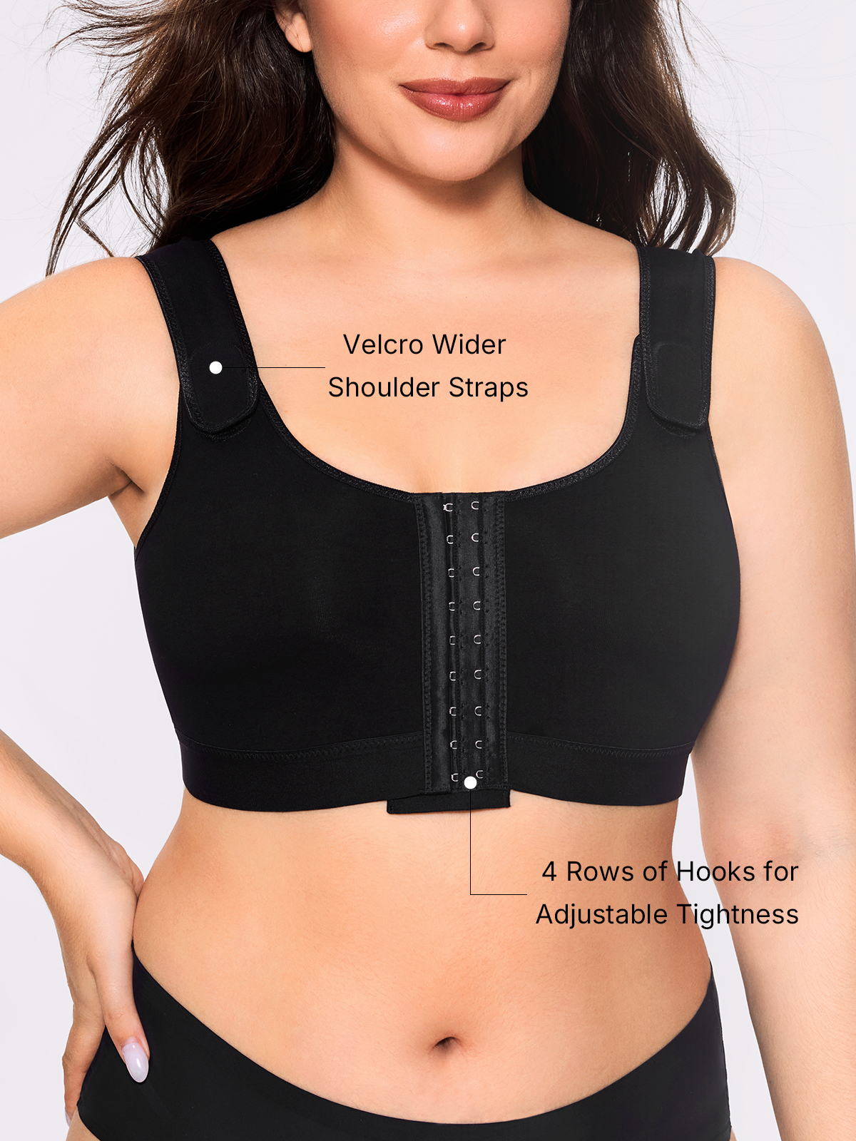 Front Closure Mastectomy Sports Bra Wide Strap Everyday Post Op Bra