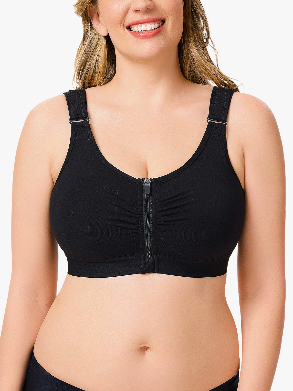 Zip Front Closure Wireless Compression Bra Comfy Everyday Posture Bra-Brabic