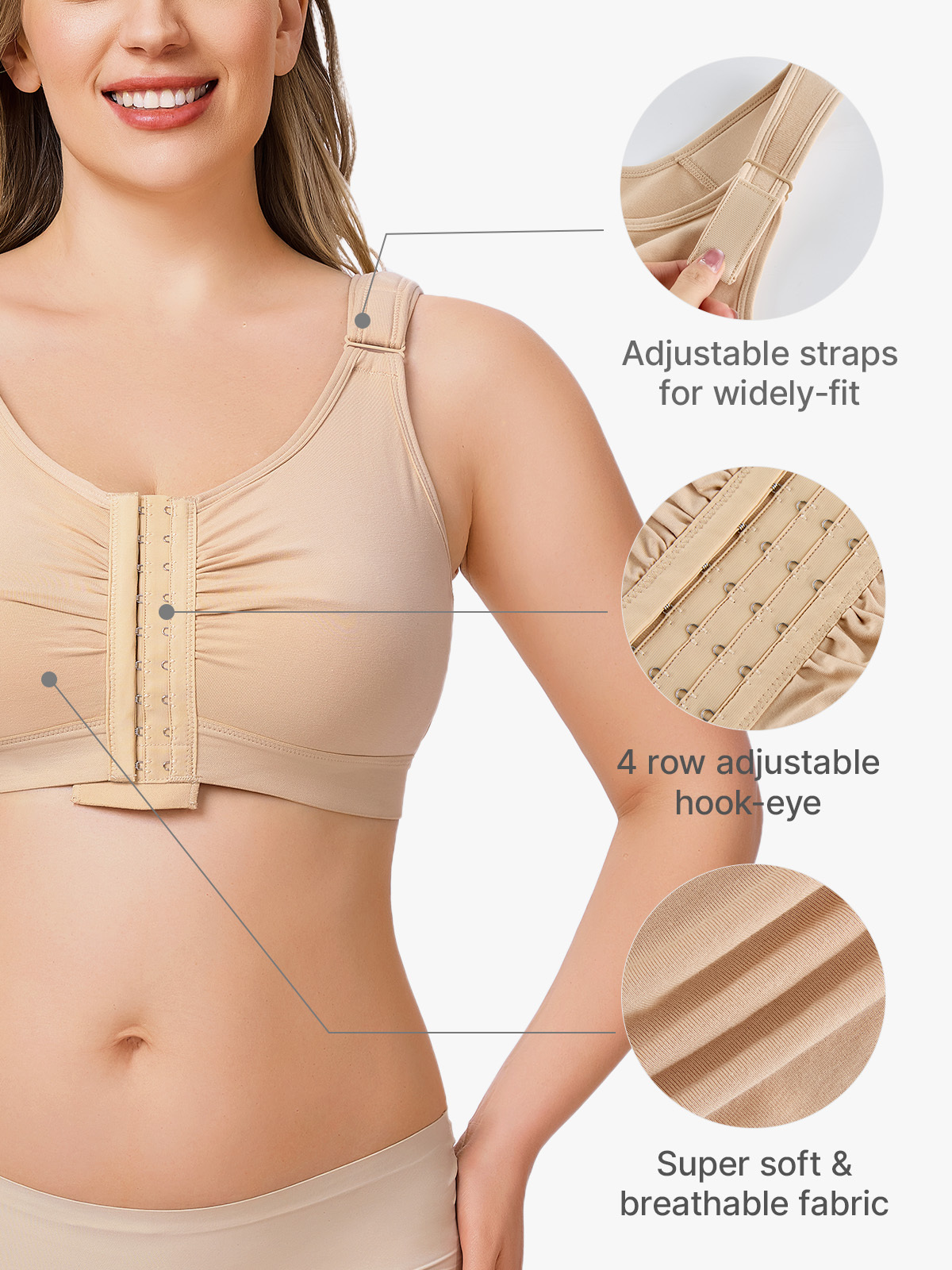 Front-Clourse Full Coverage Comfort Mastectomy Post Surgery Bra