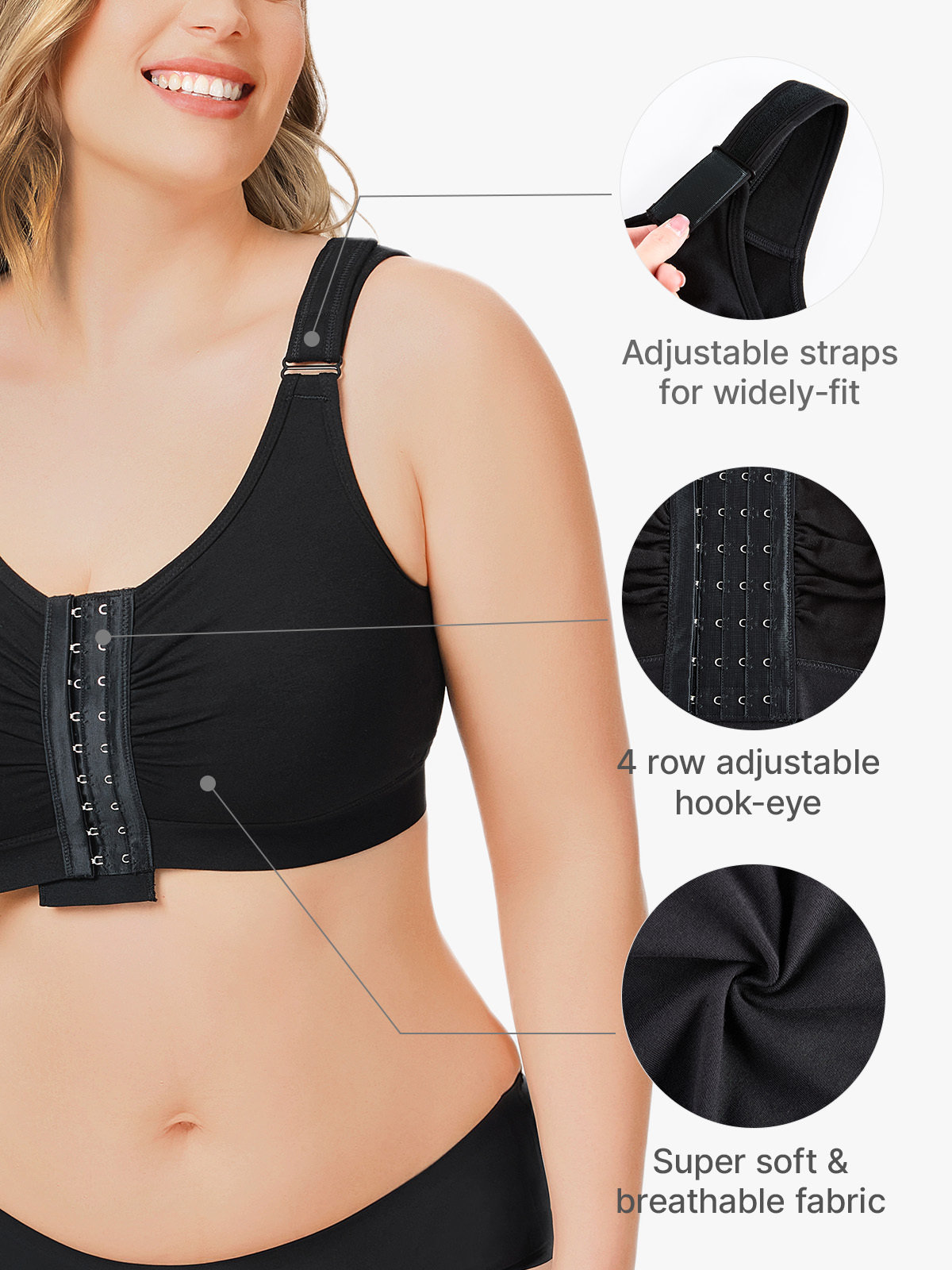 Front-Clourse Full Coverage Comfort Mastectomy Post Surgery Bra