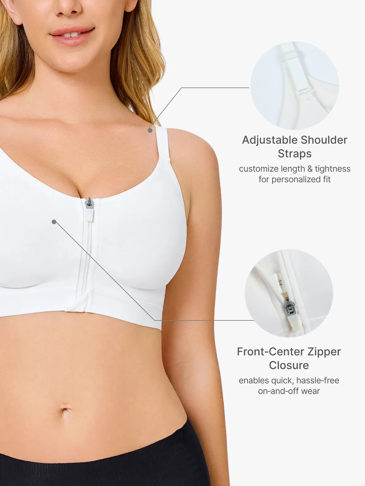 Front-Zip Back Smoothing Everyday Bra