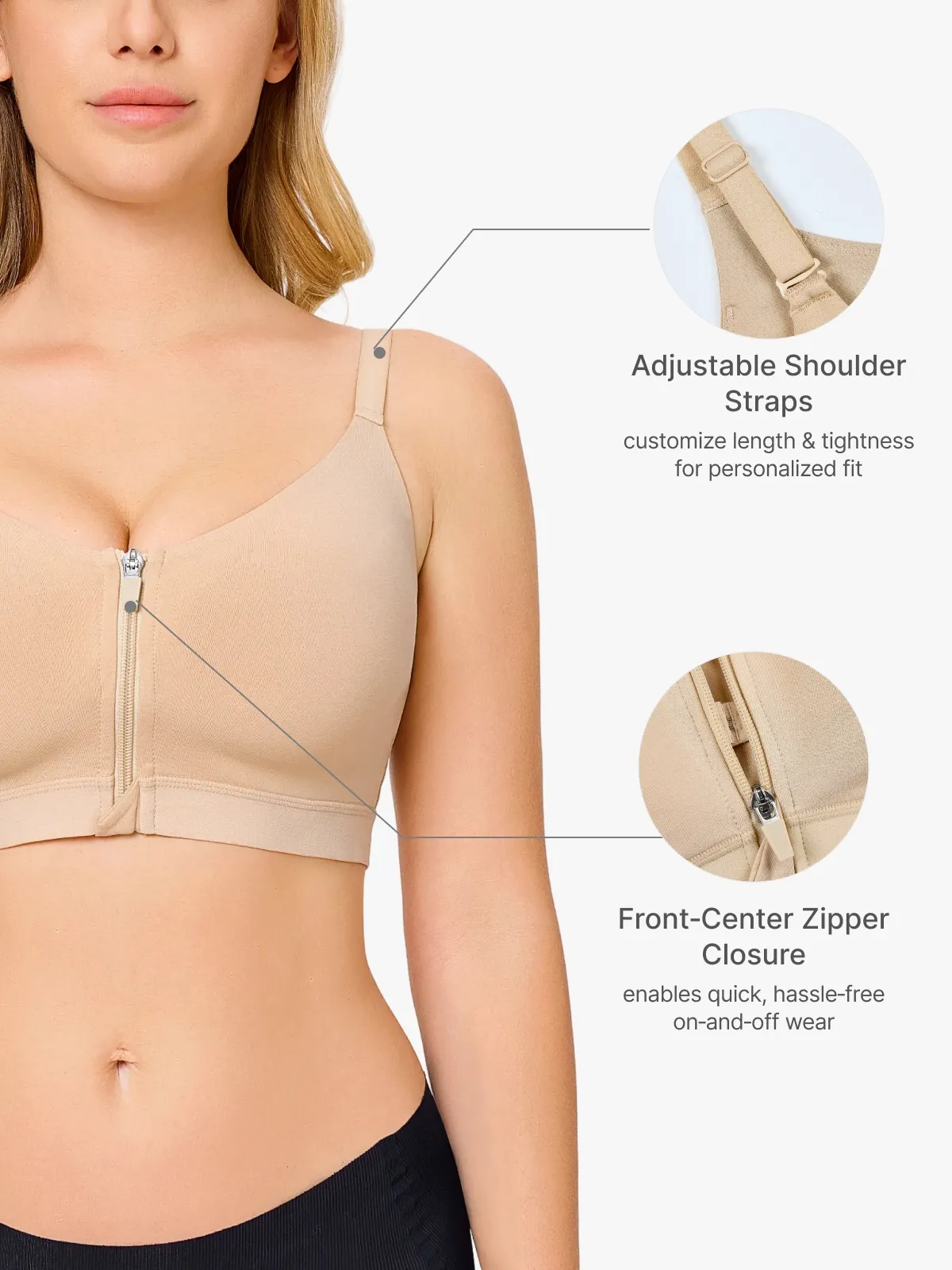Front-Zip Back Smoothing Everyday Bra