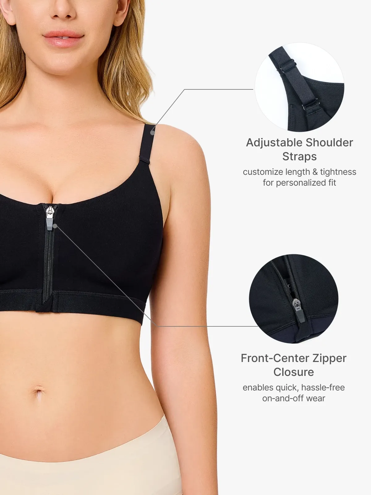 Front-Zip Back Smoothing Everyday Bra