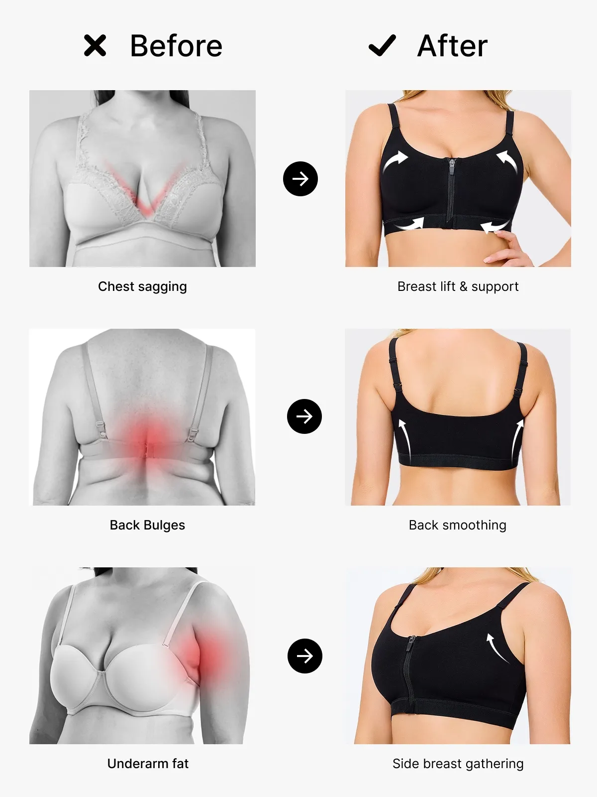 Front-Zip Back Smoothing Everyday Bra