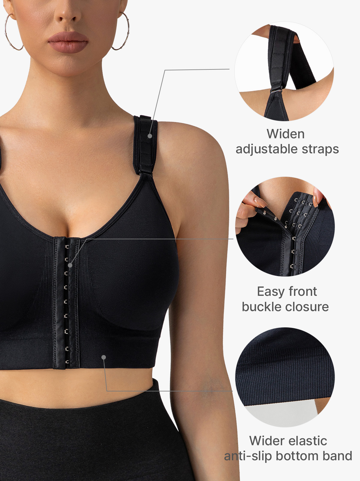 Comfort Wireless Front Closure Sport Bra
