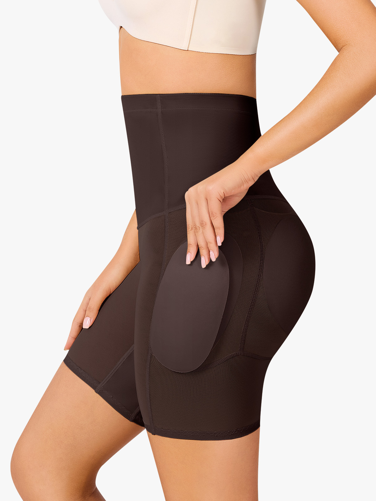  Padded Mesh Tummy Control Butt Lift Shorts