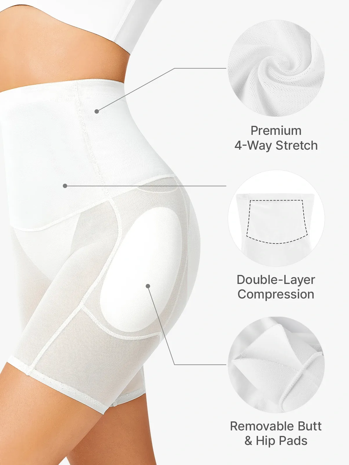  Padded Mesh Tummy Control Butt Lift Shorts
